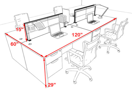 Four Person Modern Aluminum Organizer Divider Office Workstation Desk Set, #OT-SUL-FPS18